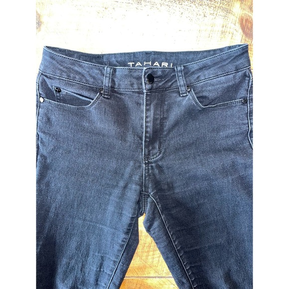 Womens‎ Tahari Skinny Jeans Black Mid Rise Dark Wash Stretch Denim 4/27 - Picture 2 of 5